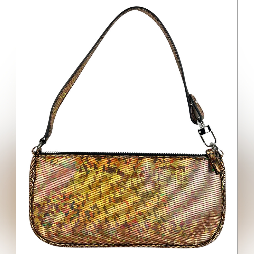 Nwt By Far Disco Hologram Leather Bag In Bronze